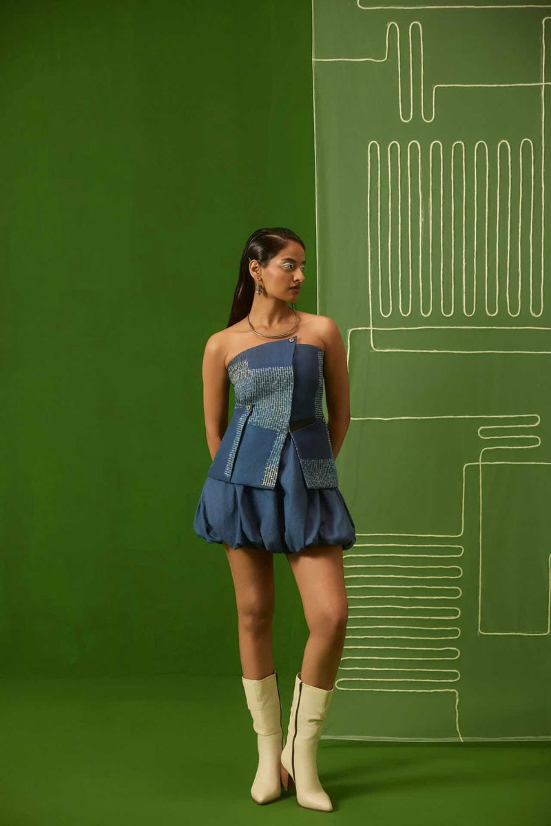 Indigo Trace Strapless Top