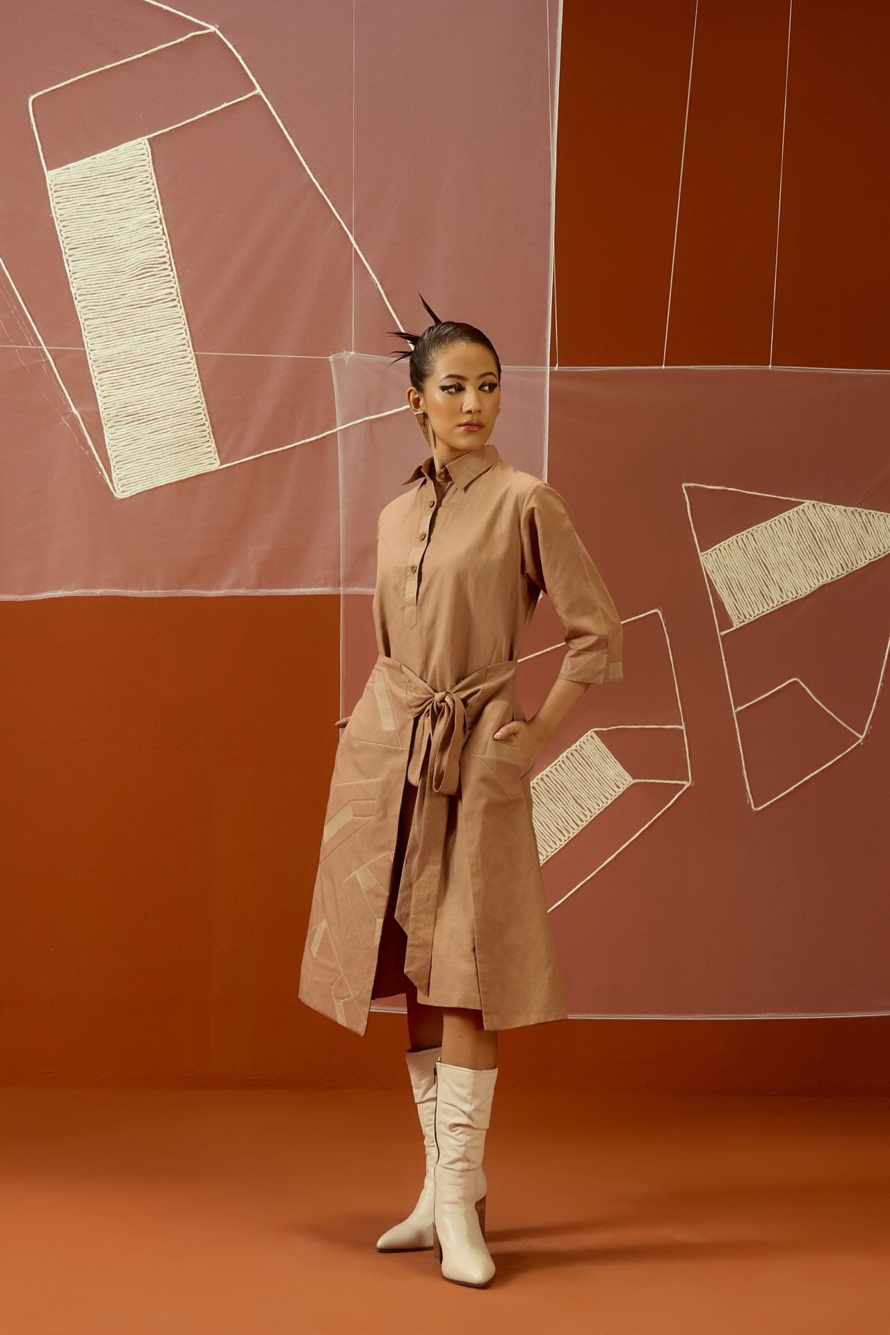 Five Degree Shift Fragmented Wrap Dress