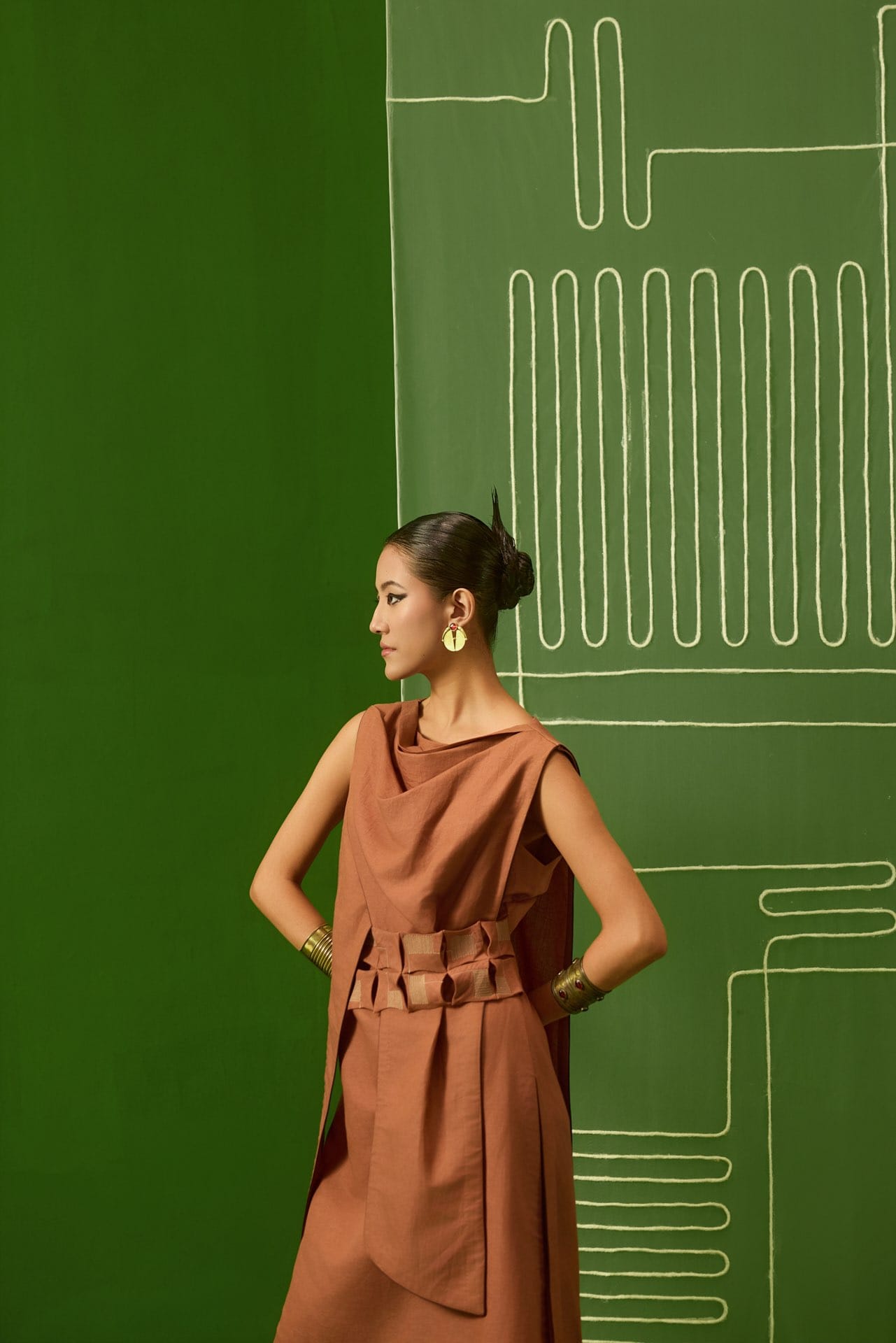 Five Degree Shift Ridged Terracotta Dress
