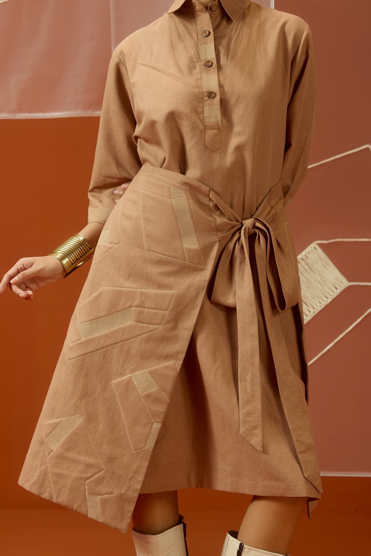 Five Degree Shift Fragmented Wrap Dress