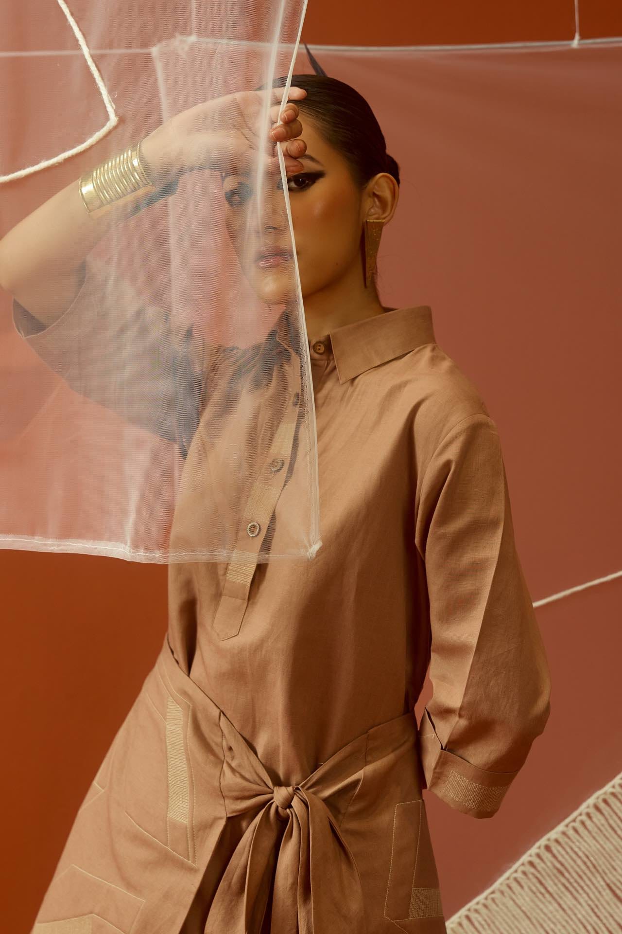 Five Degree Shift Fragmented Wrap Dress