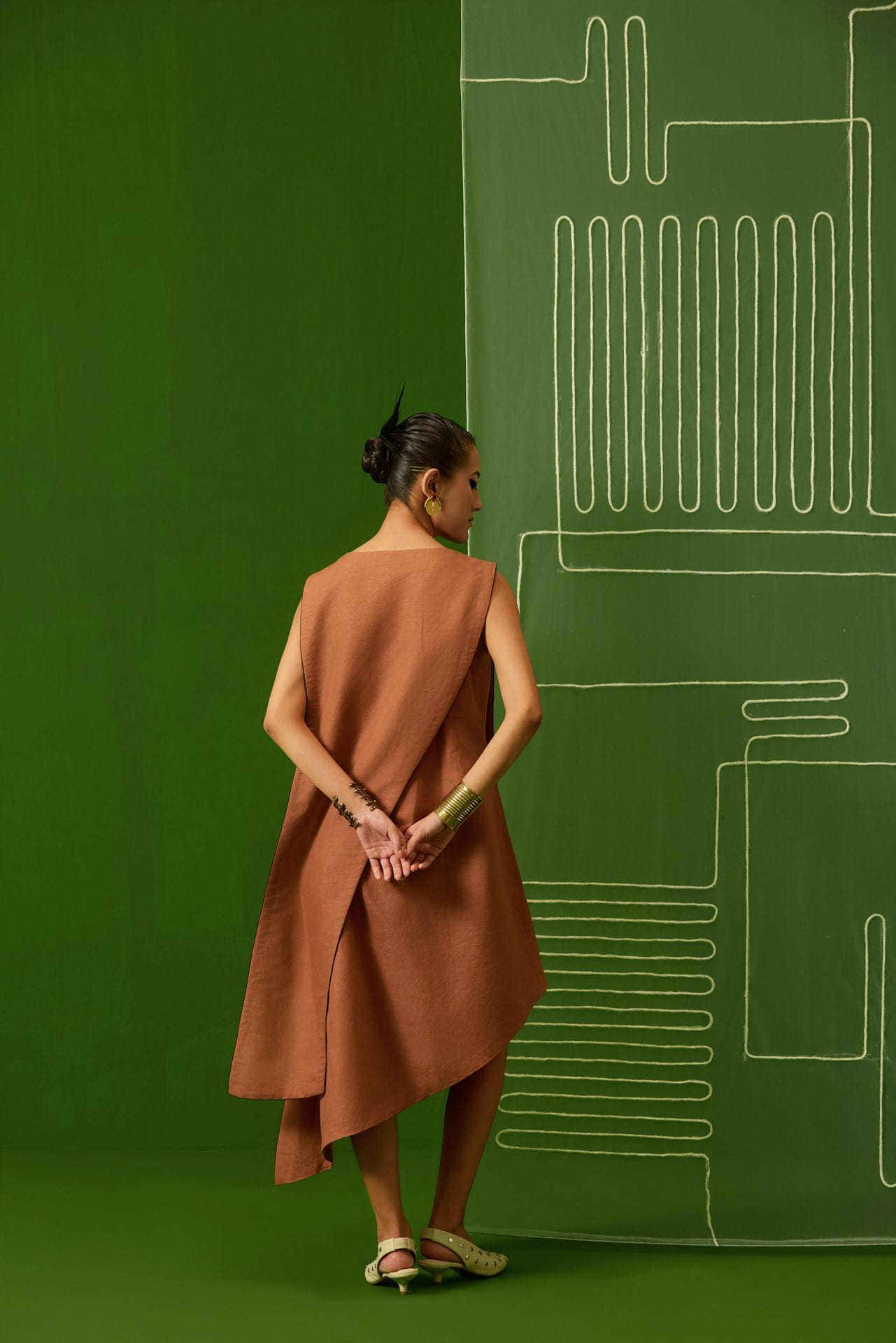 Five Degree Shift Ridged Terracotta Dress