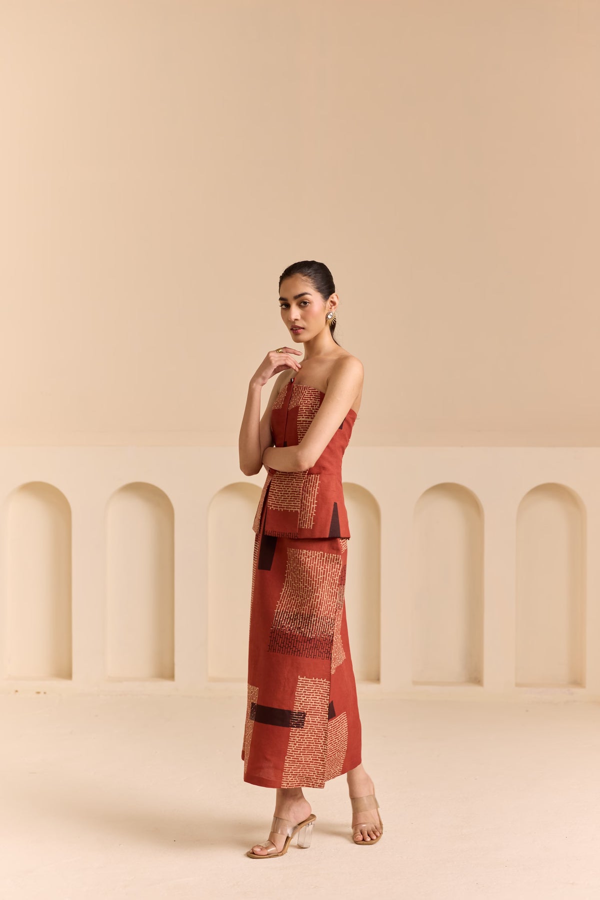 Five Degree Shift Madder Trace Strapless Top