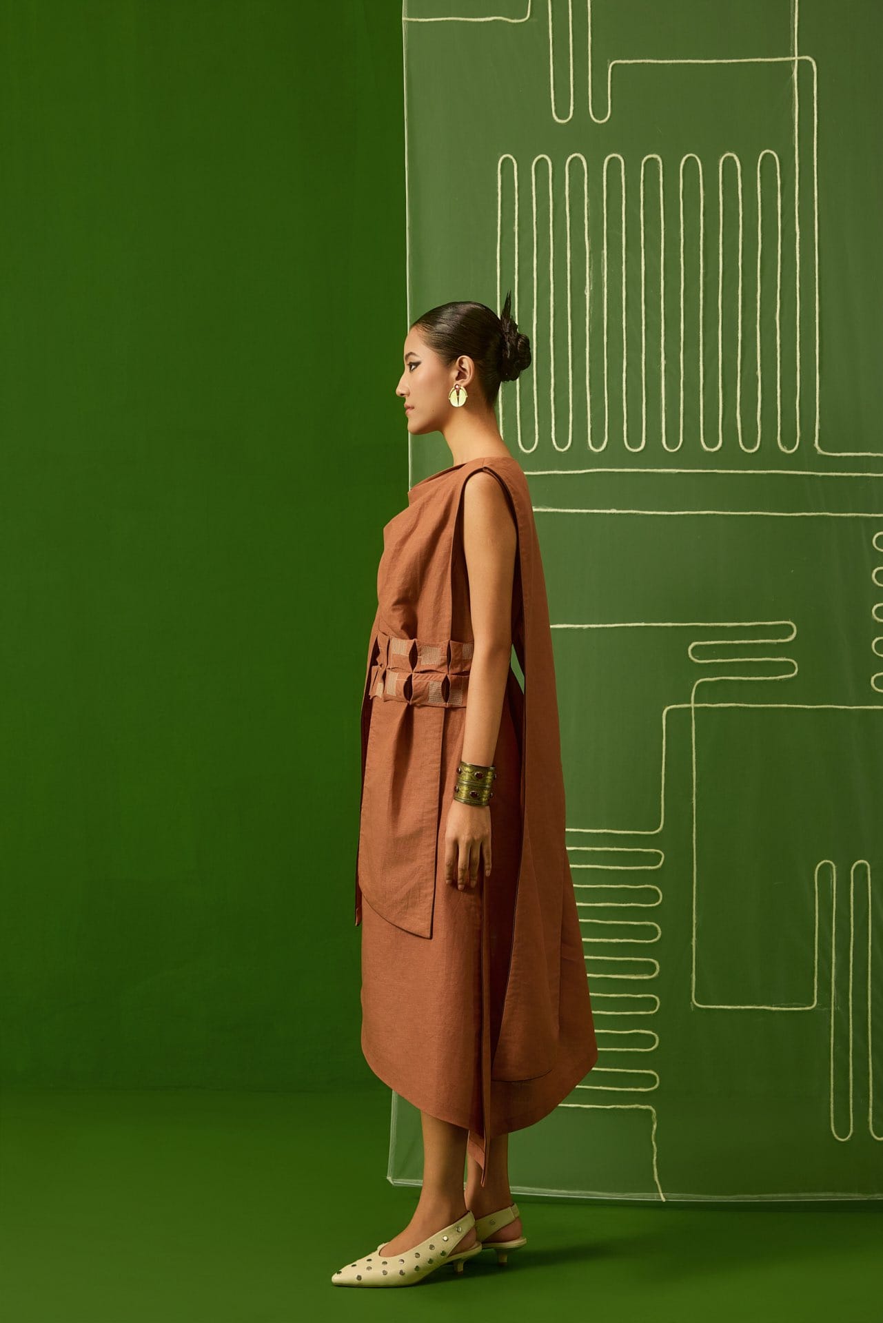 Five Degree Shift Ridged Terracotta Dress