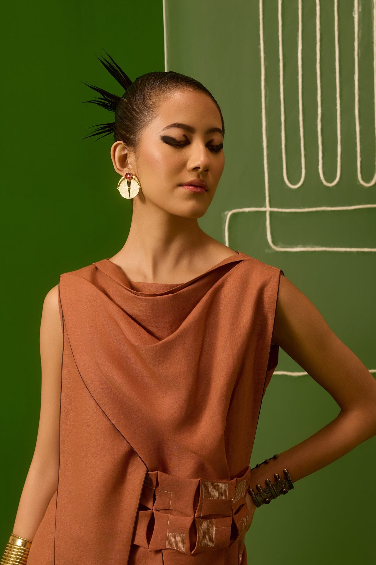 Five Degree Shift Ridged Terracotta Dress