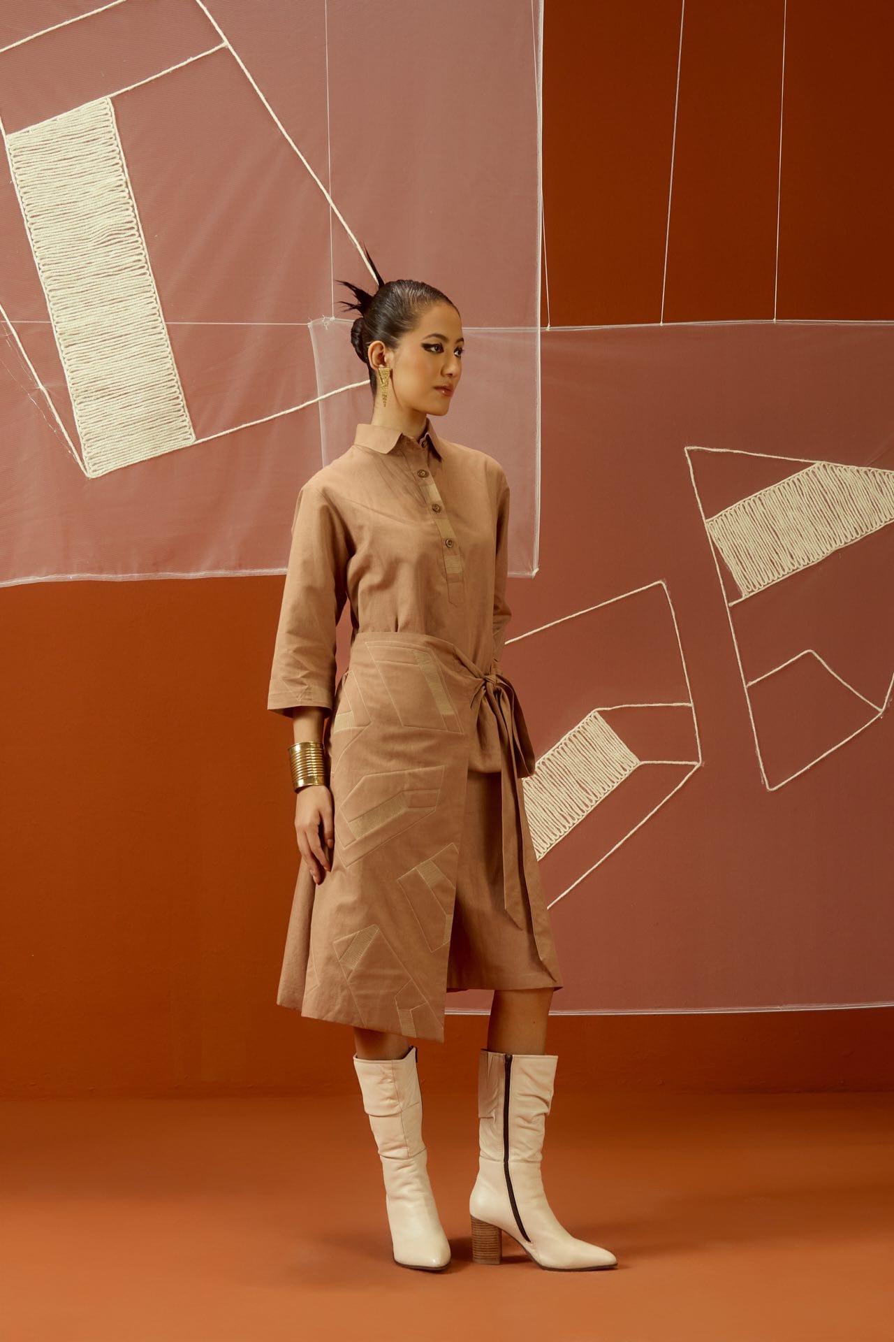 Five Degree Shift Fragmented Wrap Dress