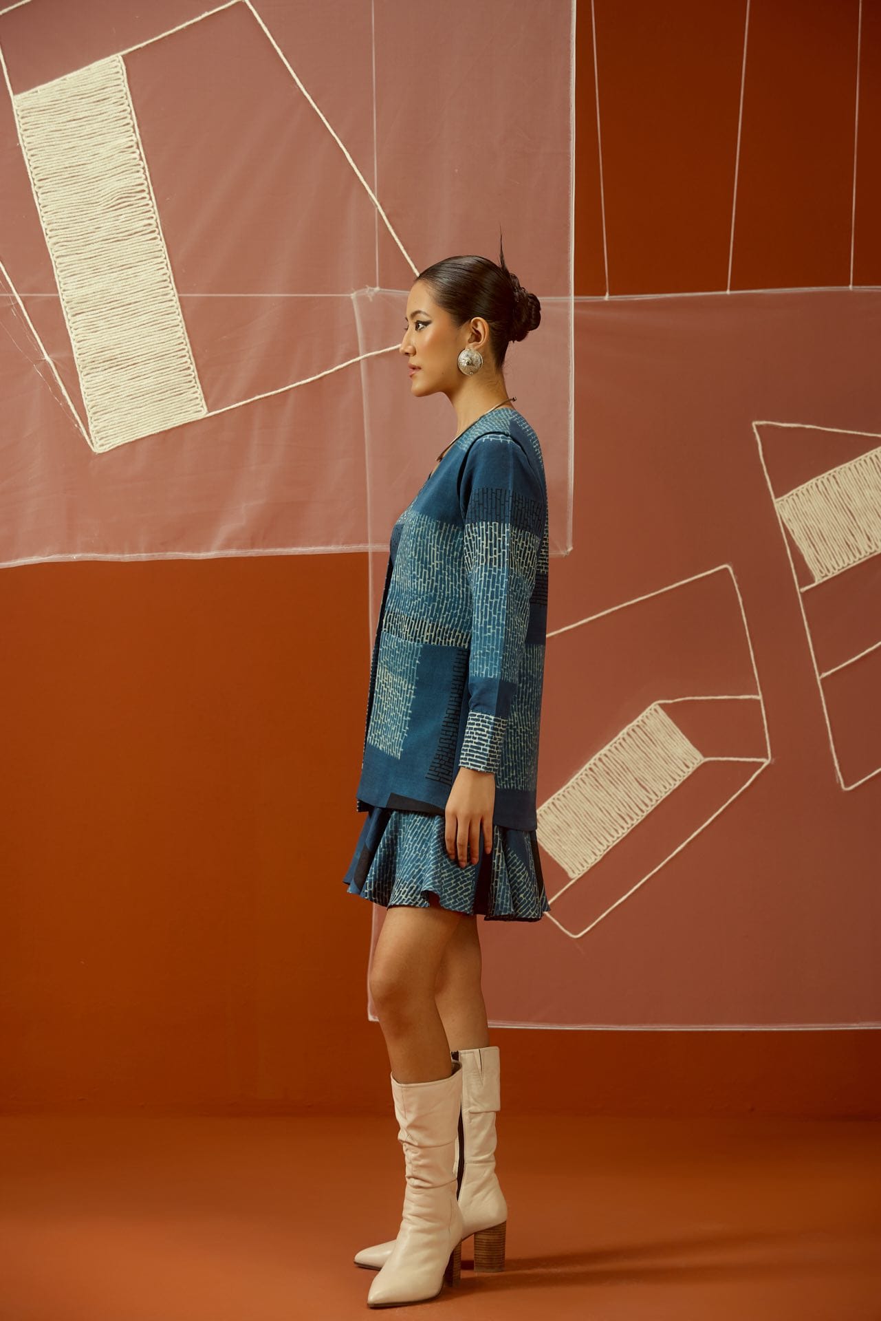 Five Degree Shift Indigo Trace Dress With Blazer